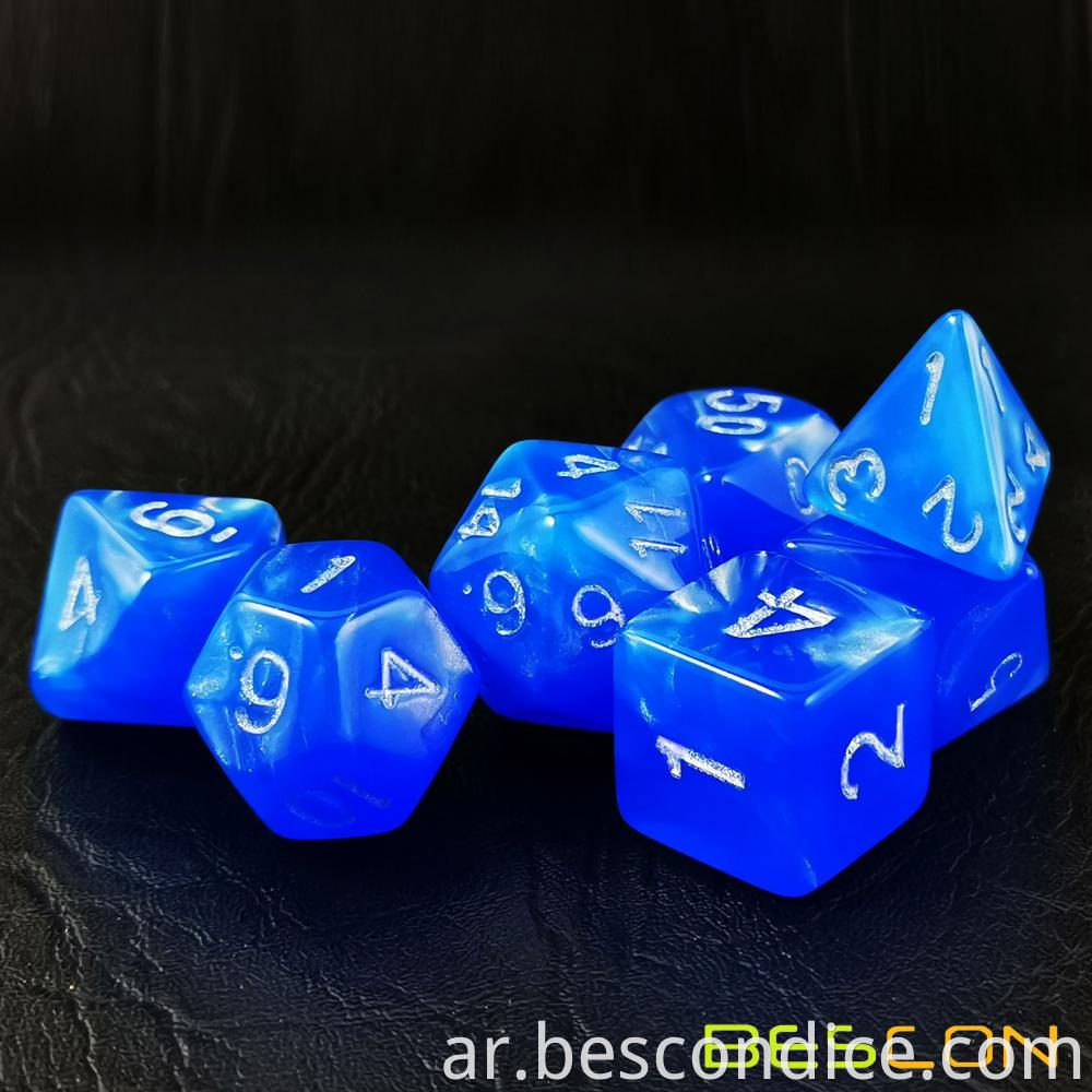 Dodgerblue Moonstone 7 Piece D D Dice 1